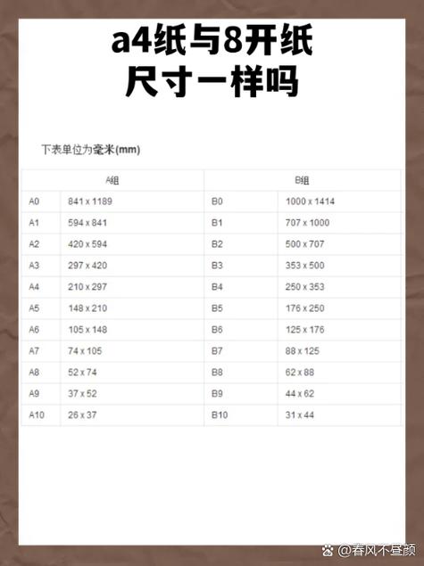 打印纸尺寸规格对照表