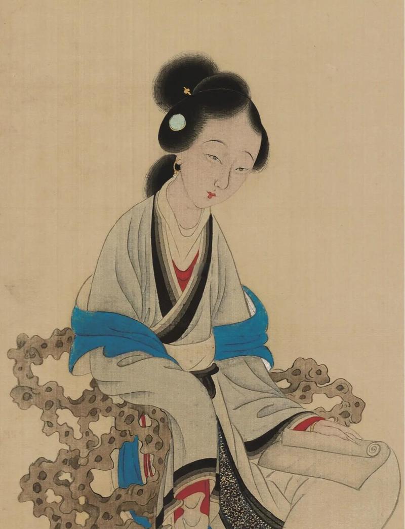 仕女画脸部朝左侧