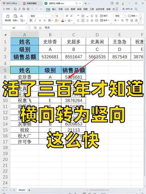 把表格竖向变横向
