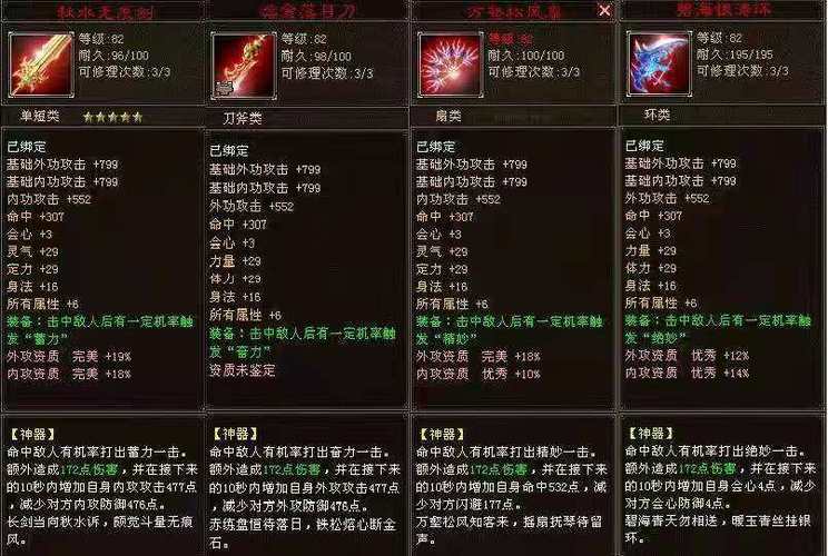 天龙八部各门派神器