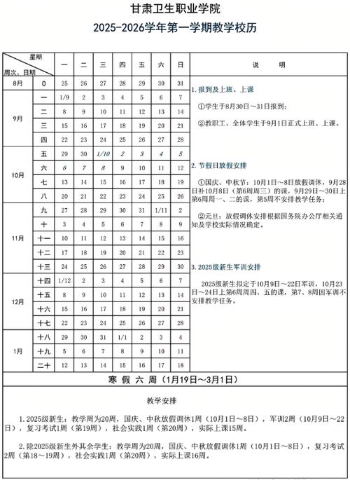 2026年甘肃各专科院校开学时间
