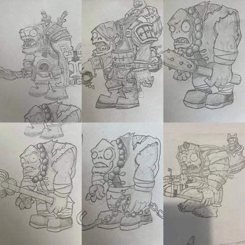 机甲巨人僵尸简笔画