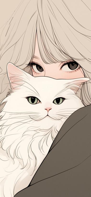 少女与猫壁纸