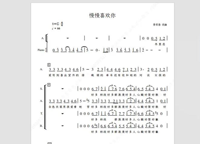 慢慢喜欢你男女合唱版