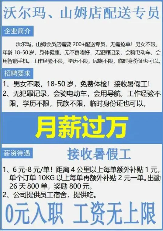 沃尔玛员工招聘条件