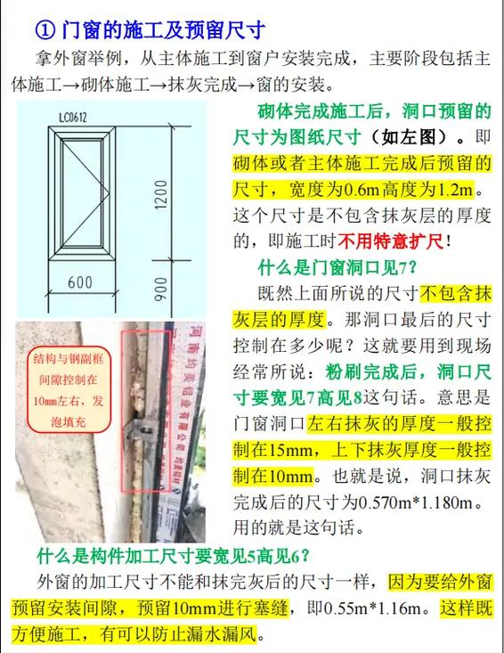 门窗规格尺寸对照表