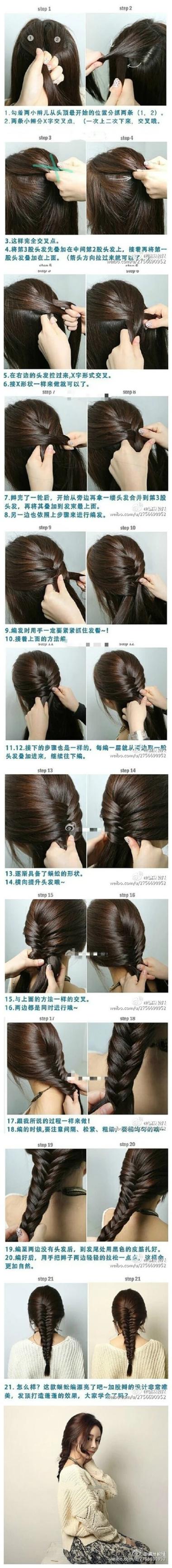 假发长辫子咋接到头发上视频