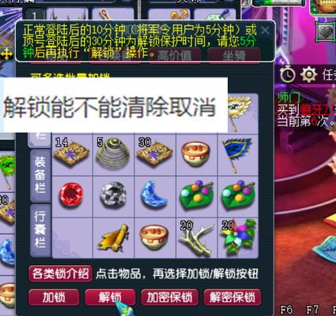 梦幻西游物品锁能去除吗