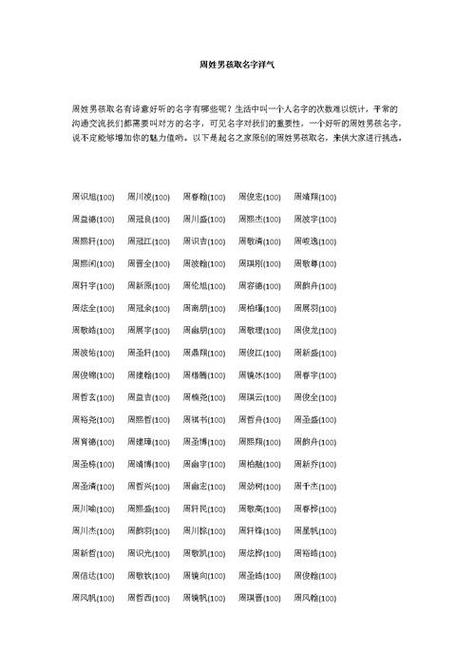 周姓最旺男孩名