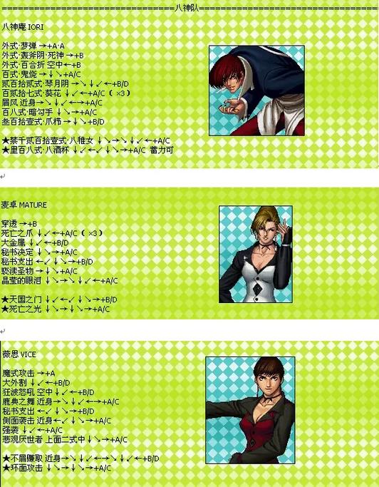 kof98出招表截图2