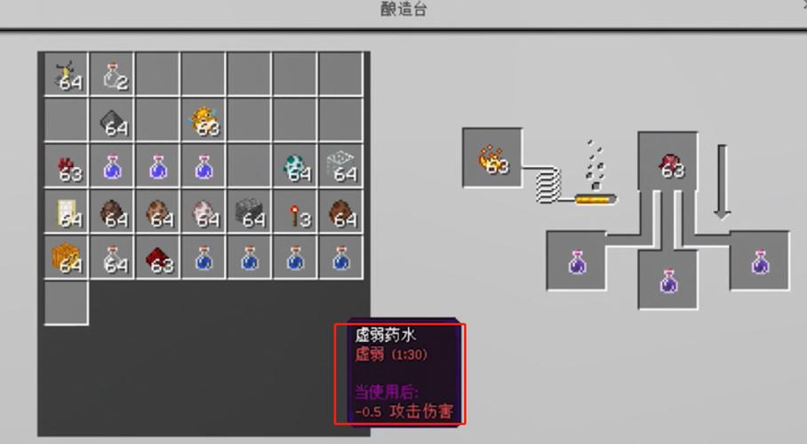 我的世界怎么做虚弱药水喷溅
