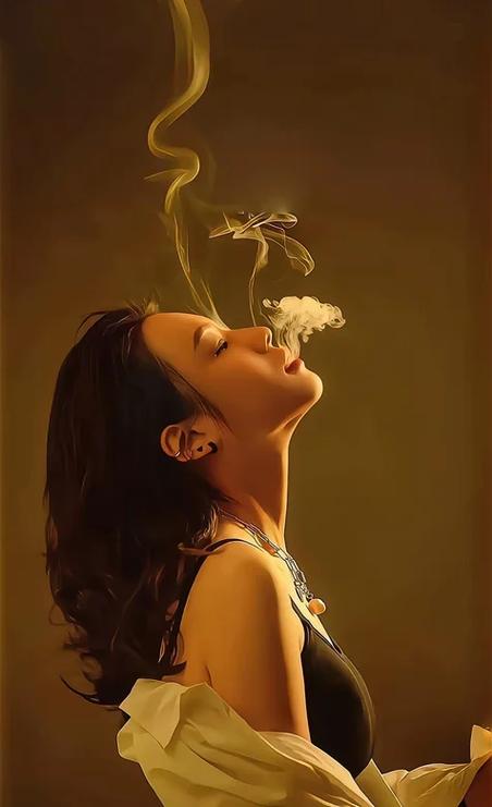 妈妈教女儿抽烟的女人