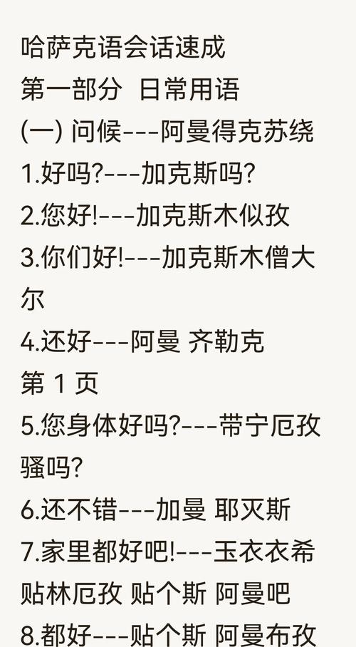 哈语日常用语500句怎么说