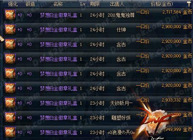 dnf梦想白金徽章 dnf梦想白金徽章