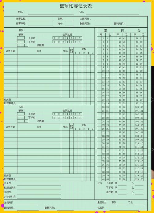 篮球比赛记录表 篮球比赛记录表
